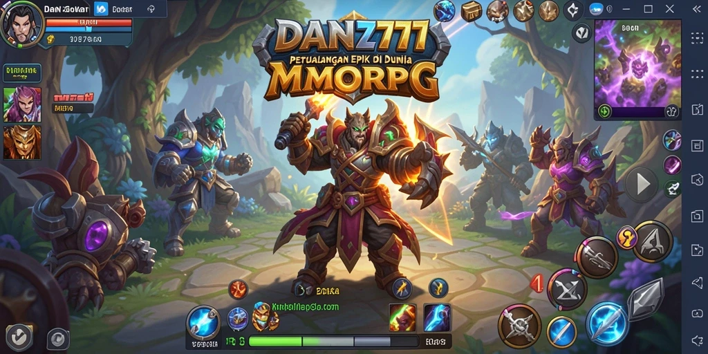 Screenshot gameplay MMORPG DAN777 yang menampilkan pertarungan epik dan eksplorasi.