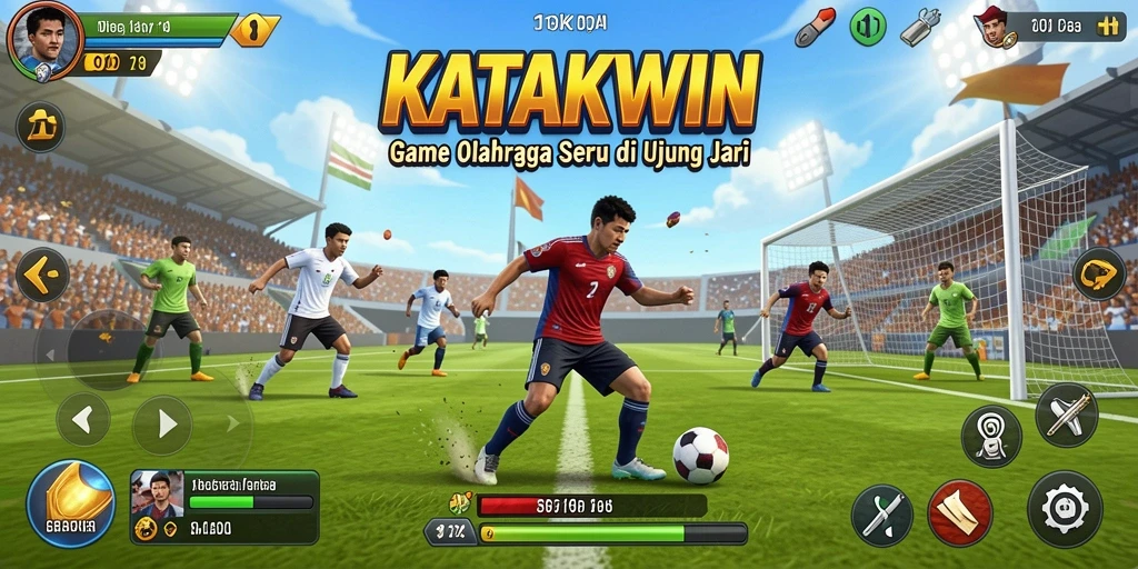 Tampilan gameplay interaktif dan seru dari KATAKWIN dengan beragam pilihan olahraga.