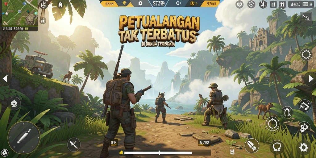 Screenshot ST789 menunjukkan gameplay eksplorasi dunia terbuka yang luas.